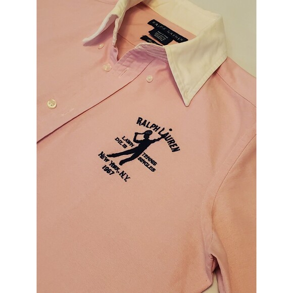 Ralph Lauren Womens Sz10 Sport Tennis Button Down Pink Spring Easter Thick - Picture 8 of 13